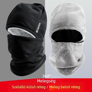 Téli kerékpáros fejfedő, szélálló és meleg, fleece-béléses, vastított, multifunkcionális fejfedő fül- és nyakavédelmi funkcióval, uniszex