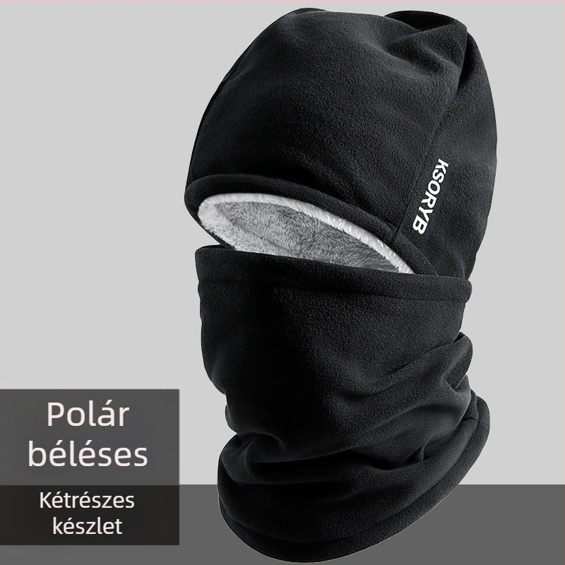 Téli kerékpáros fejfedő, szélálló és meleg, fleece-béléses, vastított, multifunkcionális fejfedő fül- és nyakavédelmi funkcióval, uniszex
