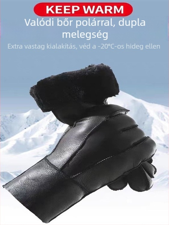 Báránybőr kesztyű fleece-sel bélelt, uniszex, meleg és szélálló kerékpározáshoz