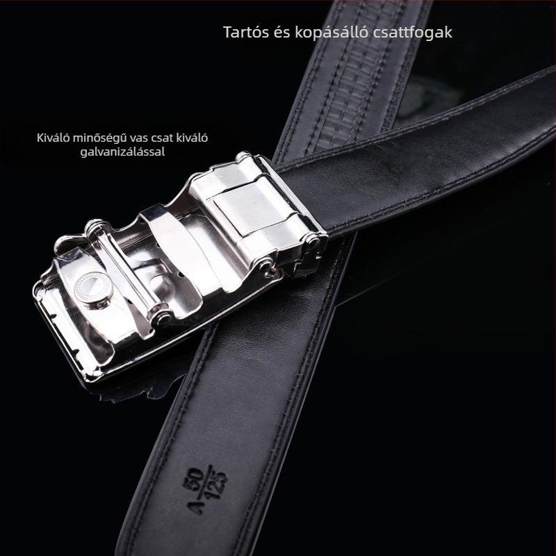 Shimizu Edge férfi automata csattal ellátott öv műbőrből, 120 cm hosszú, 2–4 cm széles, varrás részletekkel