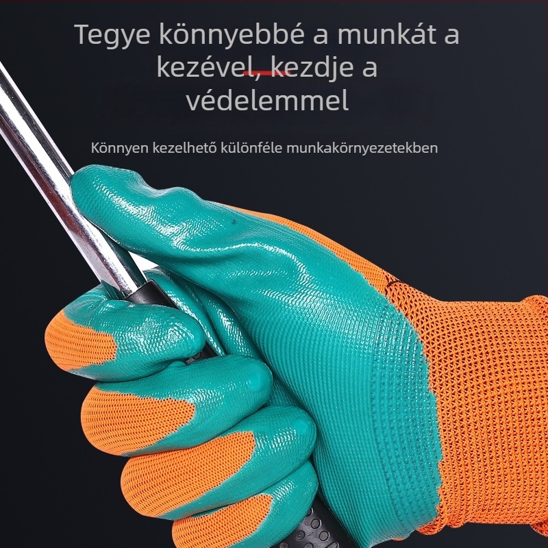 Chuangxin N5019 védőkesztyűk, kopásálló, csúszásmentes, lélegző latex-nitril kesztyűk építőipari munkákhoz