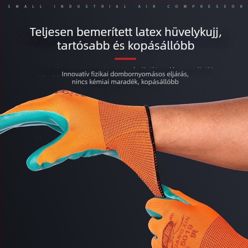 Chuangxin N5019 védőkesztyűk, kopásálló, csúszásmentes, lélegző latex-nitril kesztyűk építőipari munkákhoz
