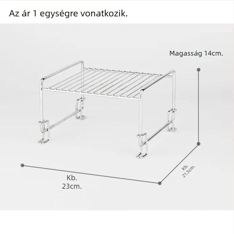304 rozsdamentes acél tárolópolc, többszintes, poharak, tányérok és edények rendezésére a konyhaszekrényben