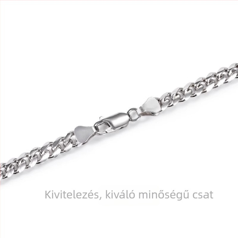 Kézzel készített férfi nyaklánc titánacélból, kubai lánccal – minimalist, sokoldalú, vékony nyaklánc a kulcscsontra, 51–60 cm
