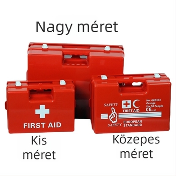 ABS elsősegély-készlet 100 személy részére – falra szerelhető, hordozható sürgősségi műanyag gyógyszeres doboz vállalati használatra, méretek 43×32×15 cm, szín testreszabható