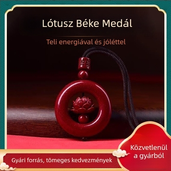 Cinabár lótusz medálos nyaklánc – unisex, lila-arany lótusz amulett