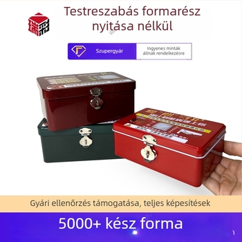 Személyre szabható felnyitható fémdoboz zárható kozmetikumok és egészségügyi termékek asztali tárolására