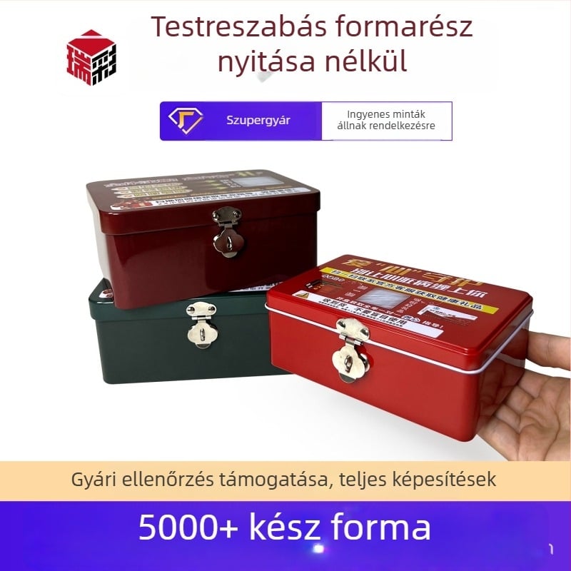 Személyre szabható felnyitható fémdoboz zárható kozmetikumok és egészségügyi termékek asztali tárolására