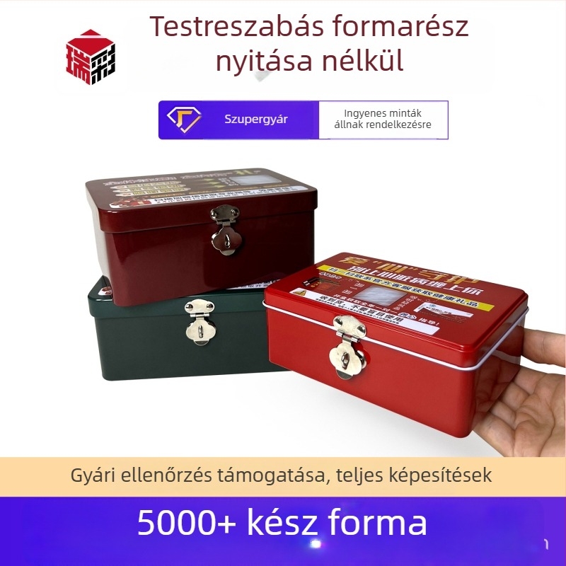 Személyre szabható felnyitható fémdoboz zárható kozmetikumok és egészségügyi termékek asztali tárolására