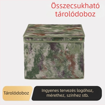 Összecsukható kamuflážs tárolódoboz Oxford anyagból, 18 literes kapacitás, megerősített, ruhák és személyes holmik tárolására