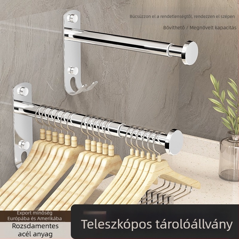 Rozsdamentes acél falra szerelhető összecsukható ruhatartó állvány