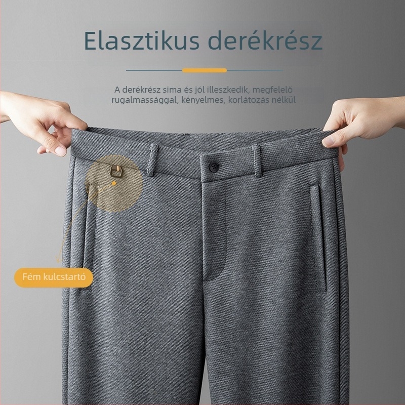 Gépben mosható gyapjú nadrág férfiaknak, klasszikus egyenes szabás, magas derék, meleg és megerősített deréktáj.