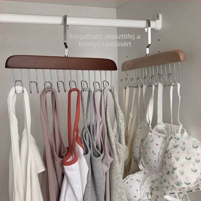 Tömörfa ruhafogas nyolc akasztóval, öv, nyakkendő és sál tárolására