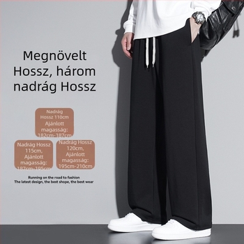 Téli fleece-bevonatos férfi sportnadrág, hosszított modell, egyenes szárú, casual stílusú