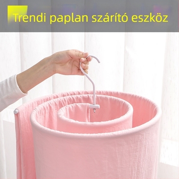 Spirál típusú ágyneműszárító forgó körkörös kerettel, erkélyre tervezett multifunkcionális ruhaszárító