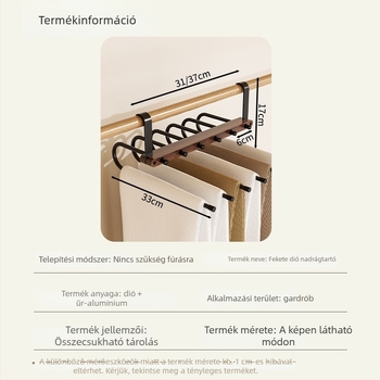 Diófából készült ruhásszekrény nadrágokhoz, többszintű összecsukható tartó űr-alumíniumból, ruhatár tárolása nyom nélkül