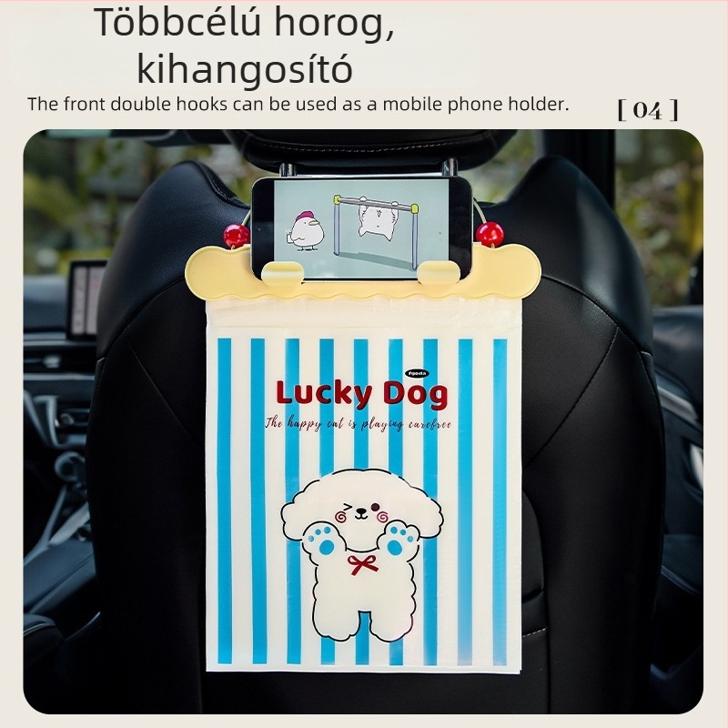 Függő autós szemeteszsák tartóval, hordozható tisztítási táska és tároló táska az autóhoz