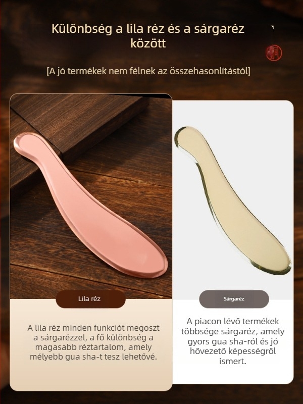 Réz gua sha tábla nyaki, hát- és testmasszázshoz, mini és univerzális modellek