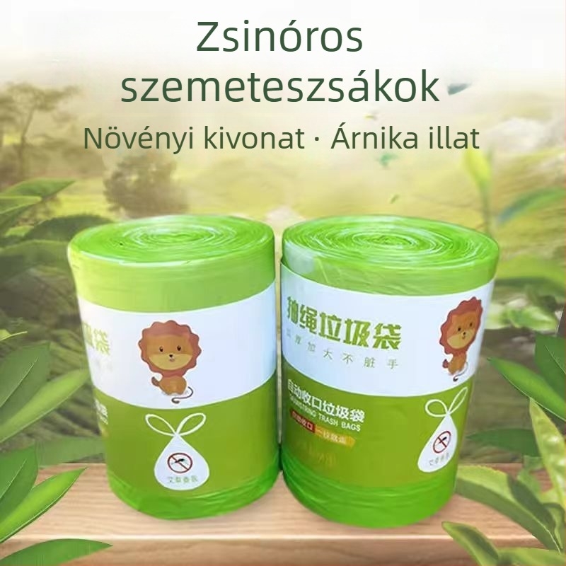 Pelin illatú húzózsinóros szemeteszsák, konyhai vastagított közepes-nagy méret, szakadásálló, extra vastag