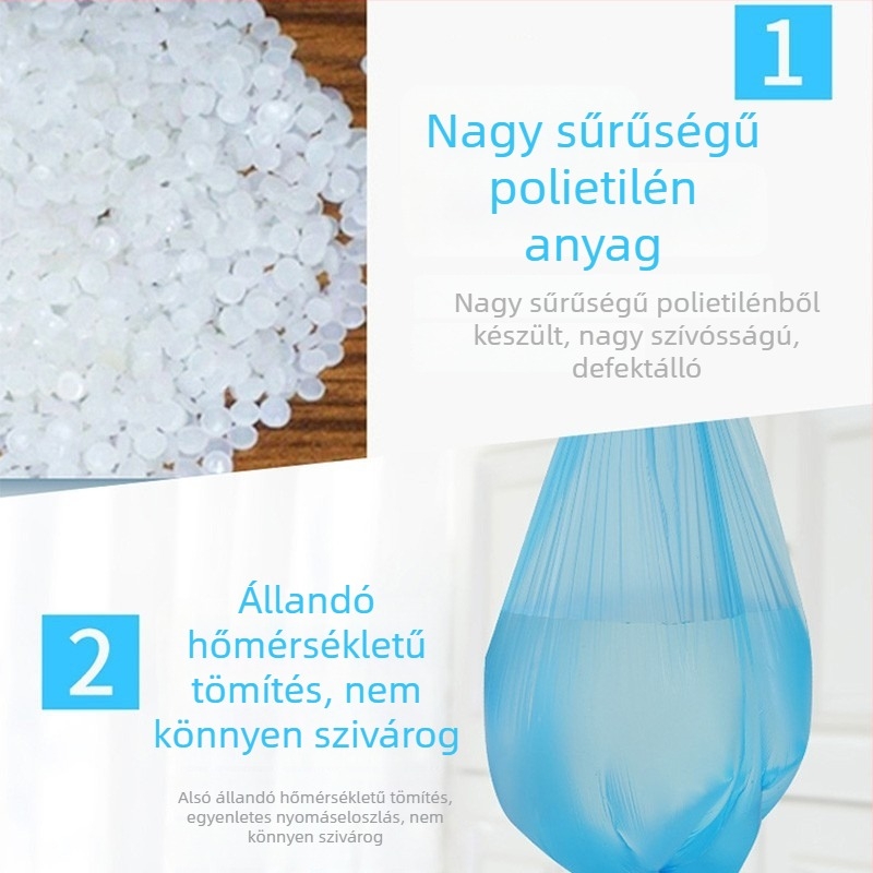 Miaojie Vastagított háztartási szemeteszsákok, lapos szájú, egyszer használatos, tartós