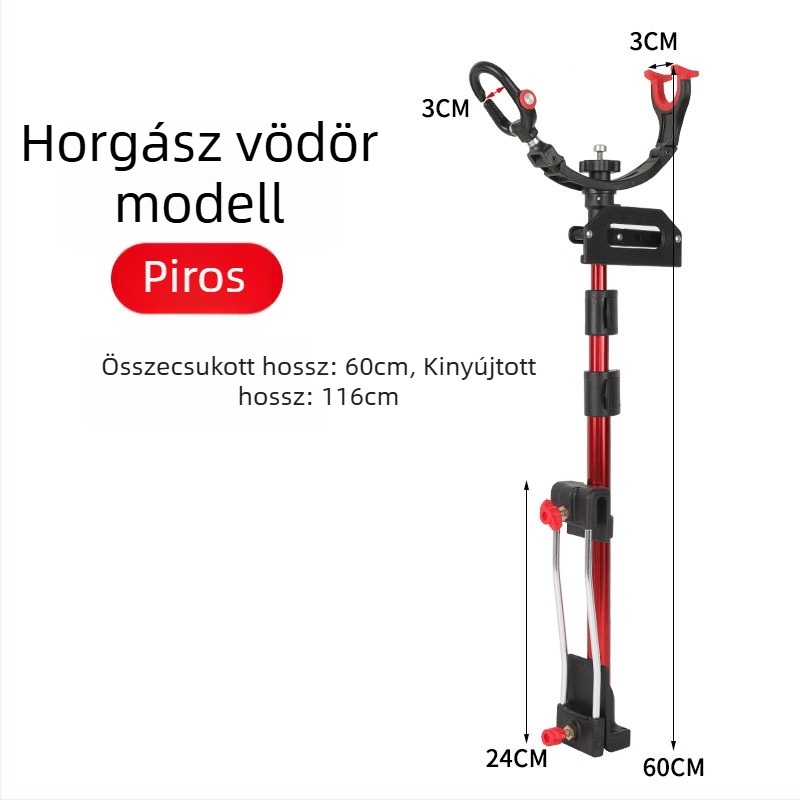 Universális horgászbot tartó etetővödörrel és csúszásmentes talppal hosszú botokhoz