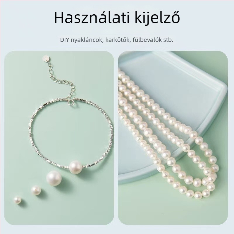 Természetes édesvízi gyöngyök, kör alakú gyöngydarabok 10 mm, DIY ékszerekhez, nyaklánc gyöngyök