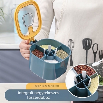 Négy rekeszű integrált fűszeres doboz készlet otthoni konyhához – zárt tárolóedények