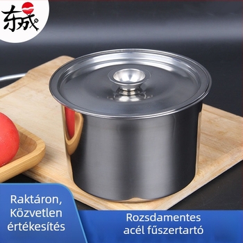 Rozsdamentes acél fűszertartó fedővel – konyhai tartály szószokhoz és olajokhoz