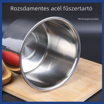 Rozsdamentes acél fűszertartó fedővel – konyhai tartály szószokhoz és olajokhoz
