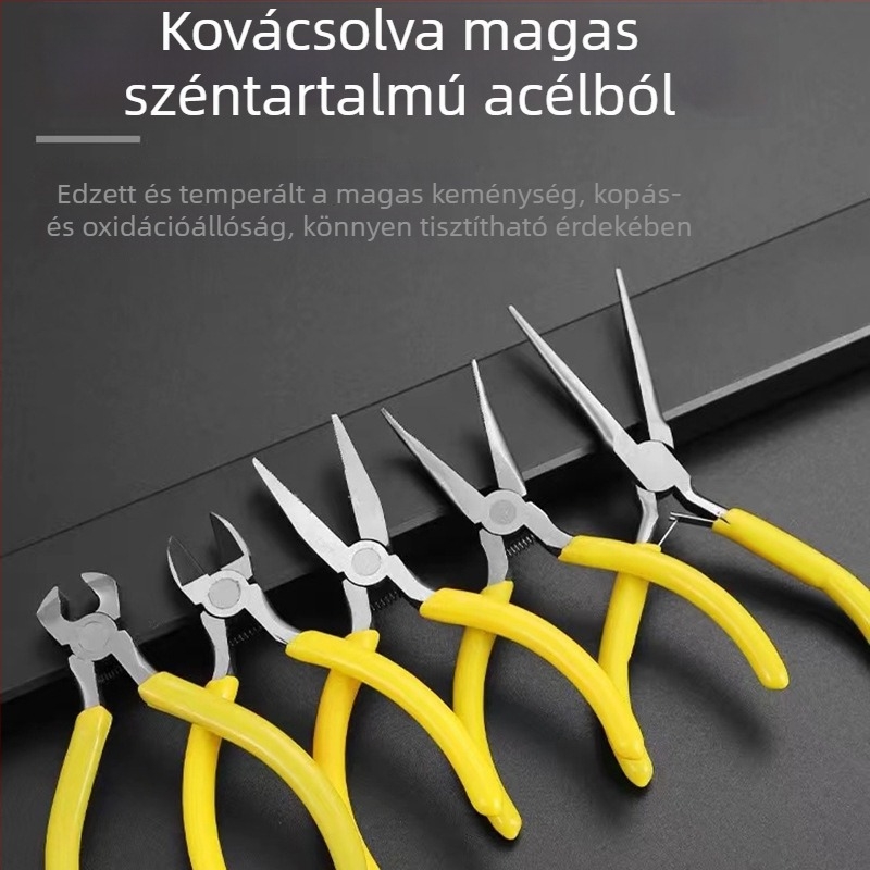 5 hüvelykes ékszerész fogó, tűsorrú orral, diagonális vágással és görbített orral – többfunkciós DIY ékszerkészítő eszköz