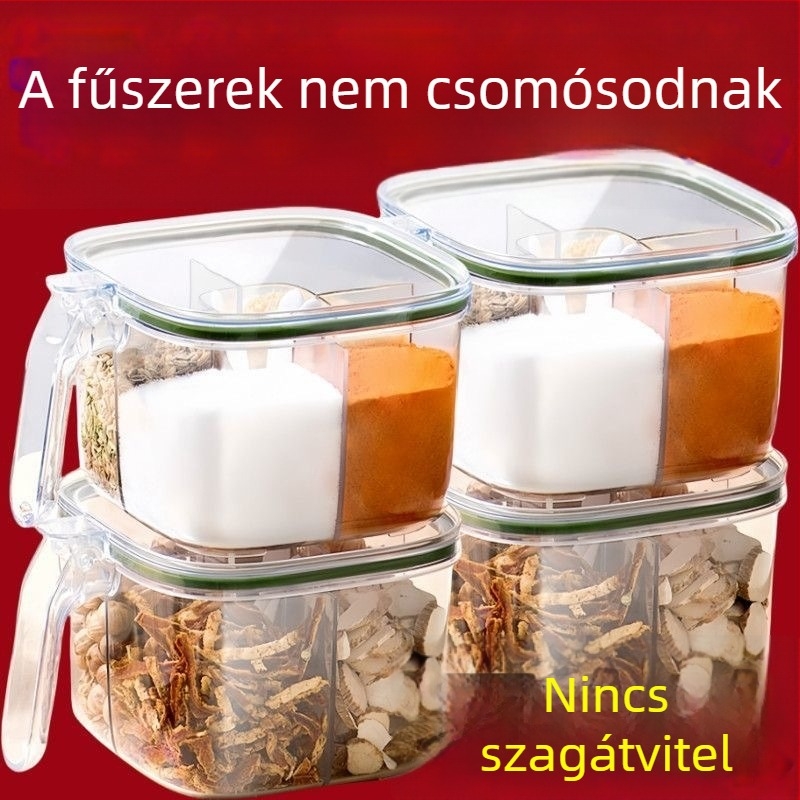 Konyhai fűszerező edények több rekesszel – só, MSG és bors tárolására