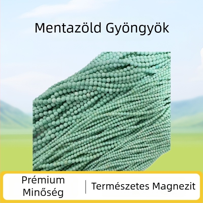 Természetes magnézites türkiz gyöngyök, 4 mm-es kerek, szabadon fűzhető DIY ékszerkészítéshez