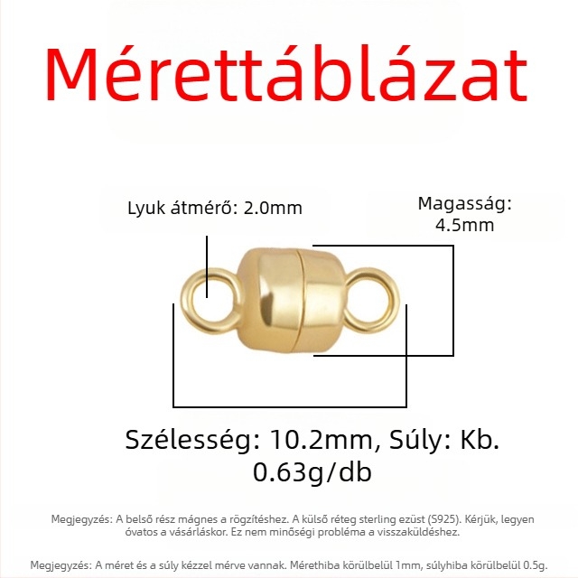 S925 Sterling ezüst, elektropácolt mágneszár, cilindrikus zárt gyűrű gyöngy karkötőhöz kapcsoló – DIY ékszer kiegészítő