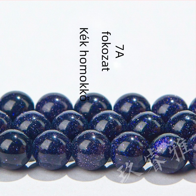 Jiuriya Crystal 7A Kék homokkő Gömbölyű gyöngyök – Félkész alkatrészek DIY ékszerekhez