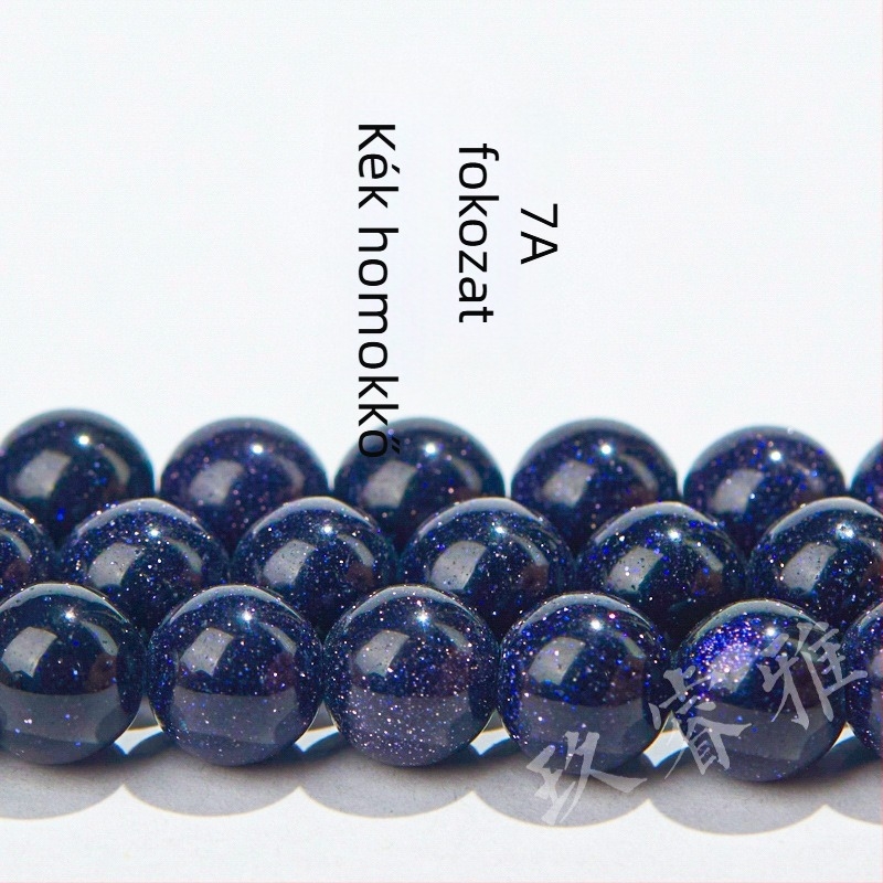 Jiuriya Crystal 7A Kék homokkő Gömbölyű gyöngyök – Félkész alkatrészek DIY ékszerekhez