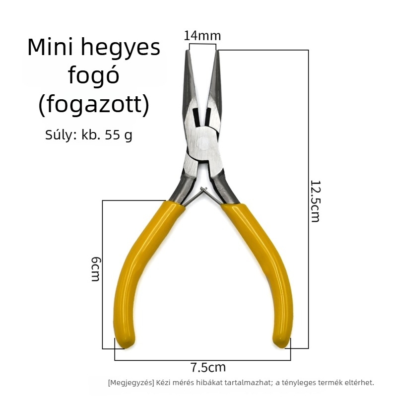 Többfunkciós fogó fogazott szájú, sárga mini ékszerfogó dróttekercseléshez és gyöngyözéshez