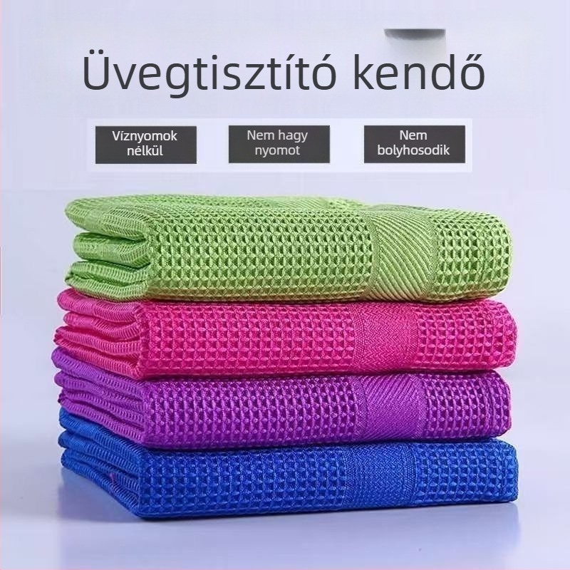 Háztartási tisztító kendők és törölközők üvegfelületekre, autóüvegre, konyhára és otthonra