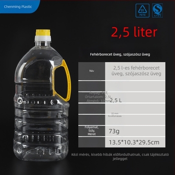 2,5 literes átlátszó műanyag palack ecethez, szójaszószhoz és alkohollal