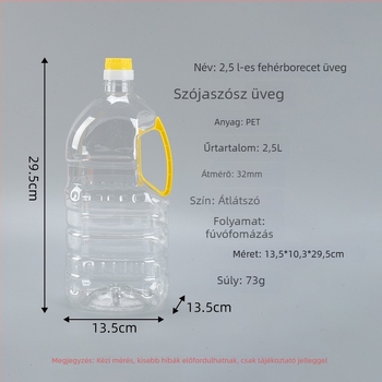 2,5 literes átlátszó műanyag palack ecethez, szójaszószhoz és alkohollal