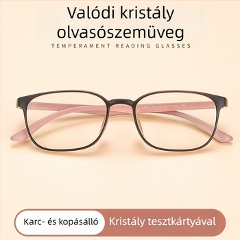 7g ultra könnyű kristály olvasó szemüveg nőknek, kékfény-szűrő, modell 6812, négyszögletes teljes keret, nagyfelbontású lencsék