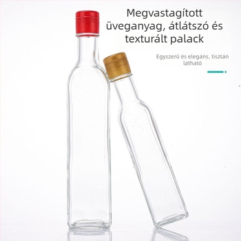 Személyre szabott átlátszó üveg olajhoz, négyzet alakú konyhai fűszertartó olívaolajhoz, szezárolajhoz és dióolajhoz