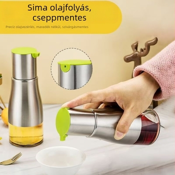 Rozsdamentes acél olajtartó, 320 ml, automata öntőfejjel és beépített olajecsettel