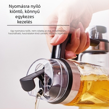 Boroszilikát üvegből készült olajtartó automatikus nyitó-zárófedéllel, szivárgásmentes és hőálló konyhai használatra