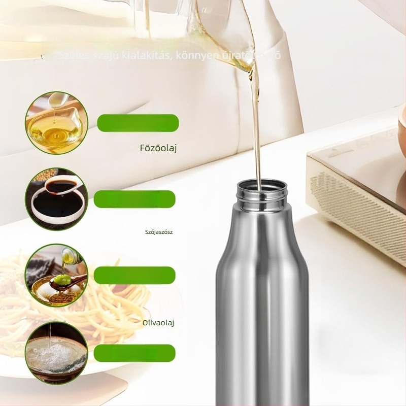 FCM304 rozsdamentes acél olajtartó palack, zárható porvédelmet nyújtó kivitel, konyhai fűszerező palack, 500ml/750ml/1000ml, otthoni használatra
