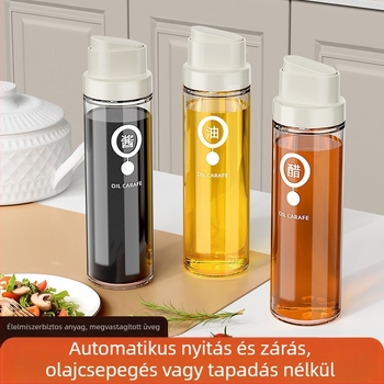 Automatikus nyitás-zárású üveg olajtartó, szivárgásmentes fűszertartó a konyhába (szójaszósz, ecet)