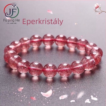 Szamóca színű kristály karkötő hibiszkusz kvarc gyöngyökkel – DIY ékszer nőknek