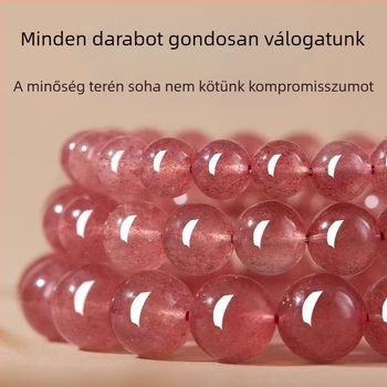 Szamóca színű kristály karkötő hibiszkusz kvarc gyöngyökkel – DIY ékszer nőknek