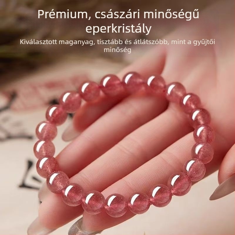 Szamóca színű kristály karkötő hibiszkusz kvarc gyöngyökkel – DIY ékszer nőknek
