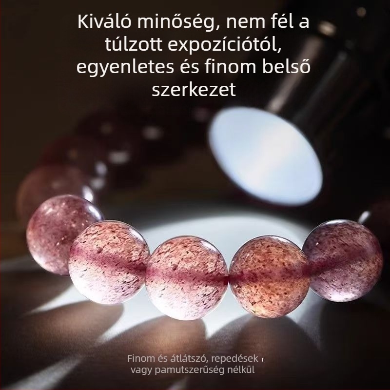 Szamóca színű kristály karkötő hibiszkusz kvarc gyöngyökkel – DIY ékszer nőknek