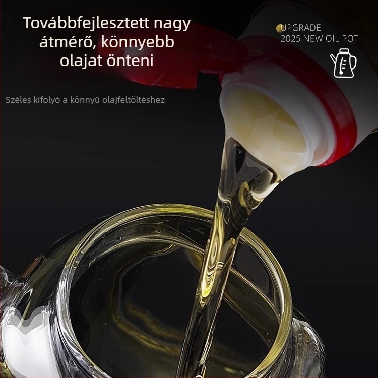 Üveg olajtartó konyhai használatra, nagy kapacitású tartály, szivárgásmentes kialakítás, olajhoz, szójaszószhoz, ecethez és fűszerekhez.